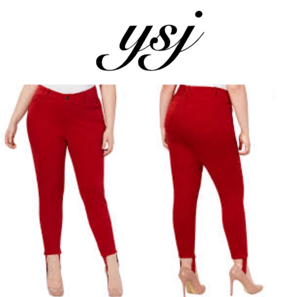 YSJ Queen Collection Red Ankle Skinny Jeans Plus Size 16W - Picture 11 of 11